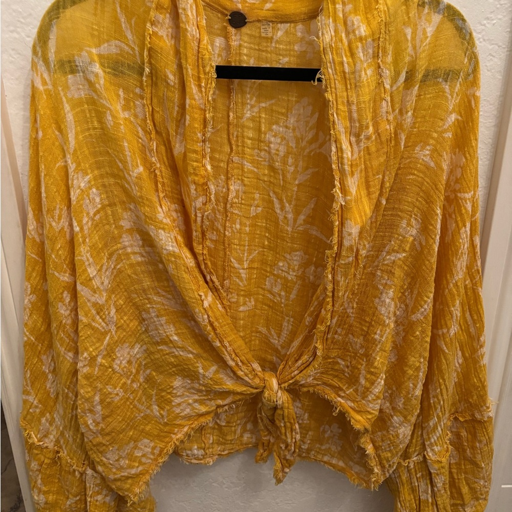Free People Yellow Floral Blouse